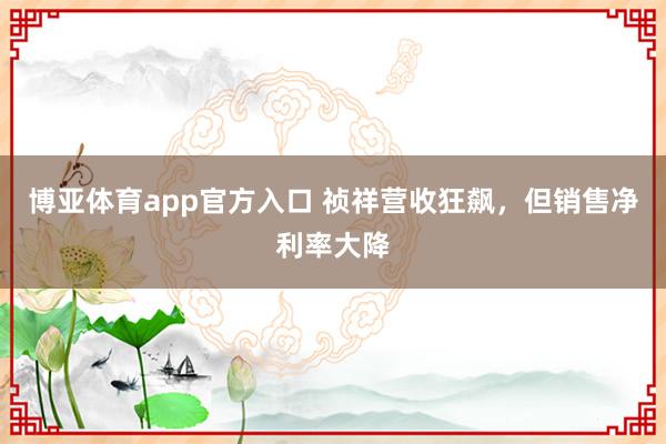 博亚体育app官方入口 祯祥营收狂飙，但销售净利率大降