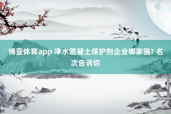 博亚体育app 净水混凝土保护剂企业哪家强? 名次告诉你