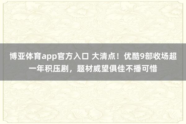 博亚体育app官方入口 大清点!优酷9部收场超一年积压剧,题材威望俱佳不播可惜