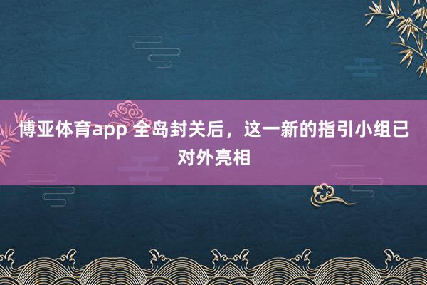 博亚体育app 全岛封关后，这一新的指引小组已对外亮相