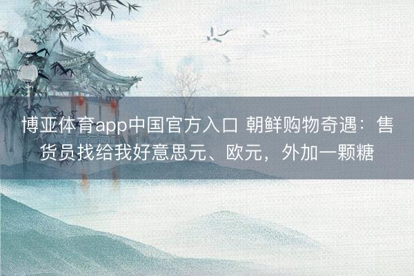 博亚体育app中国官方入口 朝鲜购物奇遇：售货员找给我好意思元、欧元，外加一颗糖