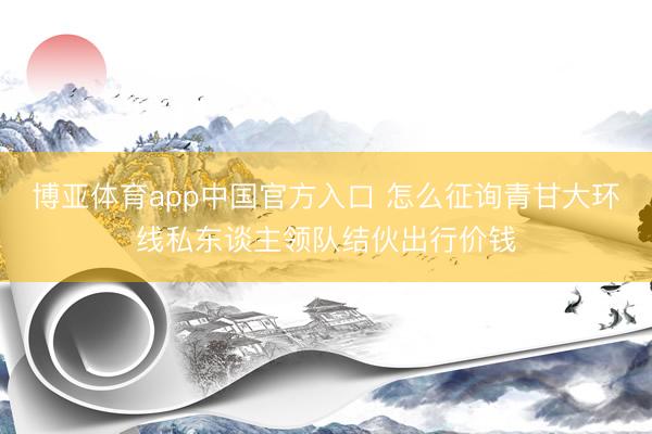博亚体育app中国官方入口 怎么征询青甘大环线私东谈主领队结伙出行价钱