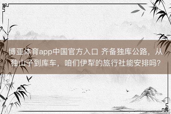 博亚体育app中国官方入口 齐备独库公路，从独山子到库车，咱们伊犁的旅行社能安排吗？