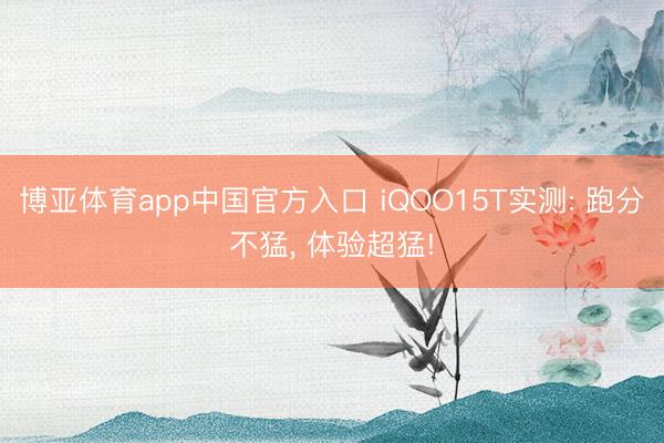 博亚体育app中国官方入口 iQOO15T实测: 跑分不猛， 体验超猛!
