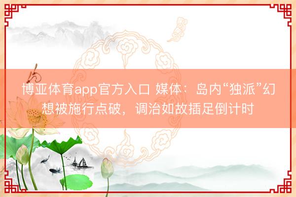 博亚体育app官方入口 媒体：岛内“独派”幻想被施行点破，调治如故插足倒计时