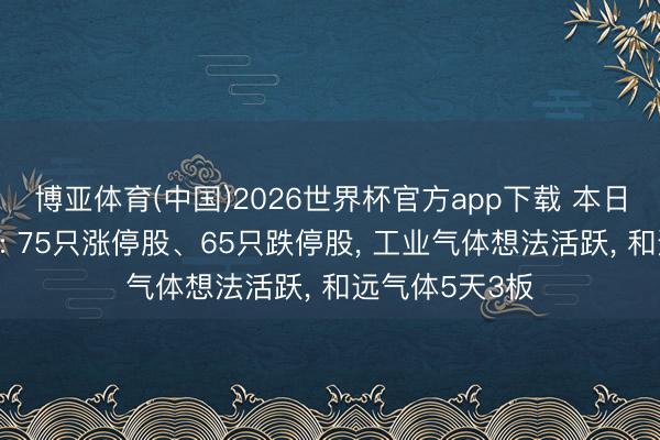 博亚体育(中国)2026世界杯官方app下载 本日涨跌停股分析: 75只涨停股、65只跌停股， 工业气体想法活跃， 和远气体5天3板