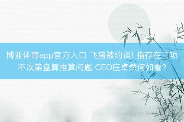 博亚体育app官方入口 飞猪被约谈! 指存在三项不次第盘算推算问题 CEO庄卓然何如看?