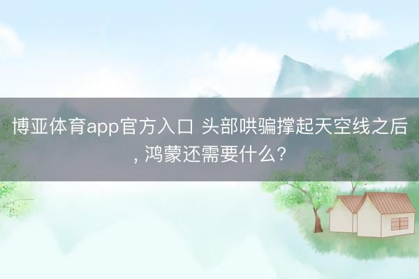 博亚体育app官方入口 头部哄骗撑起天空线之后， 鸿蒙还需要什么?